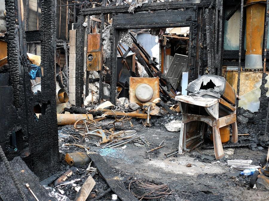 Professional fire damage restoration team